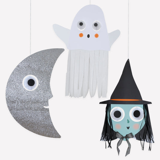 Decorações Gigantes Halloween Bruxa, Fantasma e Lua