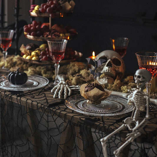 Toalha Retangular Teia de Aranha, decoração de Halloween