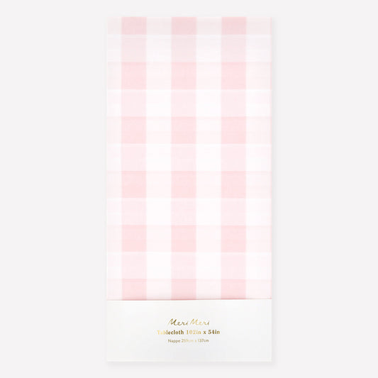 Toalha de Mesa de Papel Gingham Rosa Meri Meri