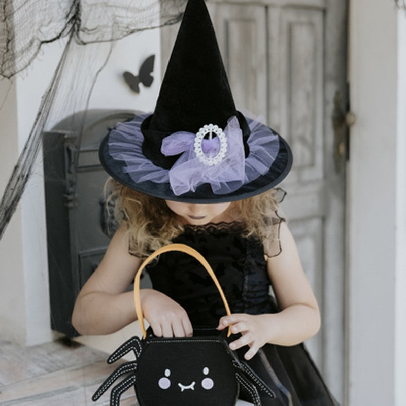 Saco de Doces Aranha em Feltro, decoração de Halloween