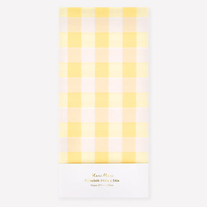 Toalha de Mesa de Papel Gingham Amarela Meri Meri