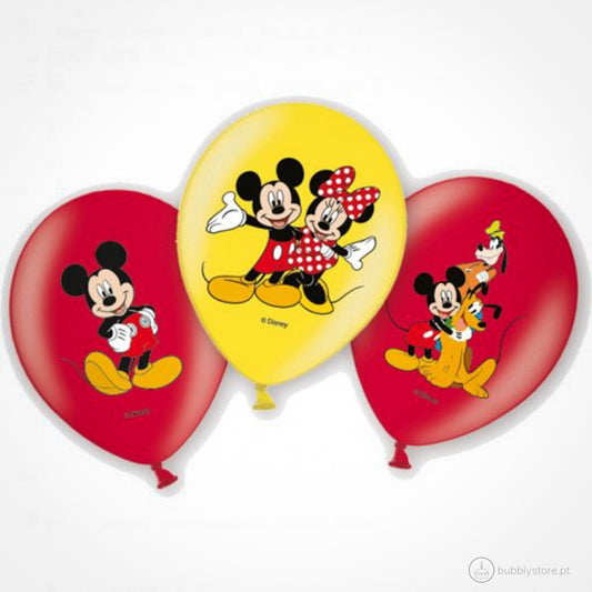 Conjunto de balões de látex do Mickey e seus companheiros, com a medida de 27,5cm de diâmetro.
Cada embalagem contém 6 unidades.