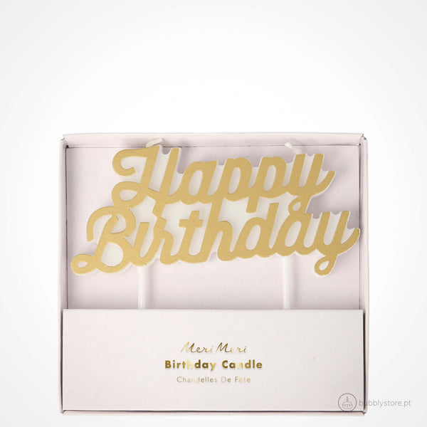 Vela Happy Birthday Dourado