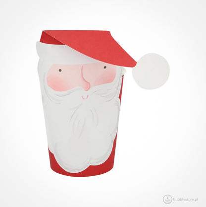 Copos Pai Natal para decoração de festa de Natal, com a capacidade de 256ml.
Cada embalagem contém 8 unidades.