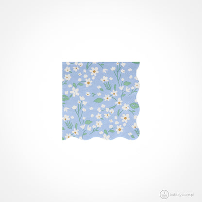 Guardanapos com estampa de flores com 4 cores diferentes, com a medida de 12,7 x 12,7cm. Cada embalagem é composta por 20 unidades.