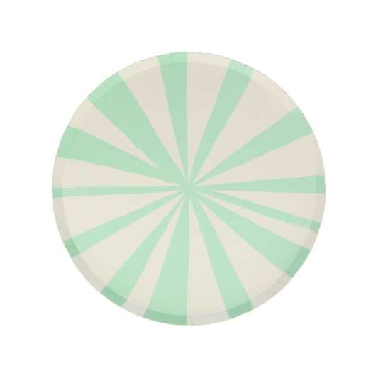 Mint Green Striped Plates
