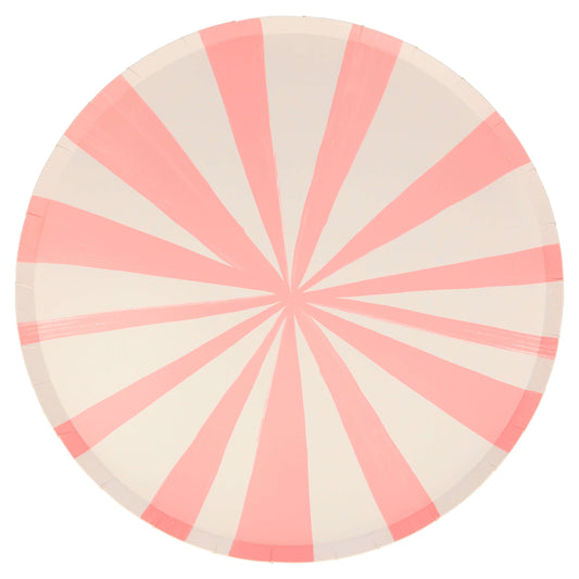 Large Plates Pink Stripes