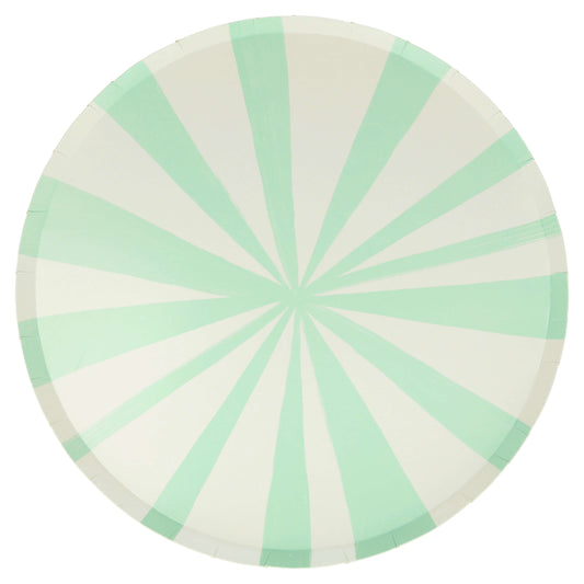 Large Plates Mint Green Stripes