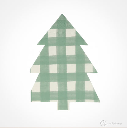 Guardanapos com formato de árvore de natal, com a medida de 11,7 x 16,5 cm.
Cada embalagem é composta por 16 unidades.