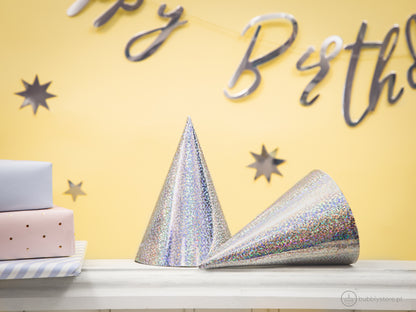 Silver Holographic Party Hats