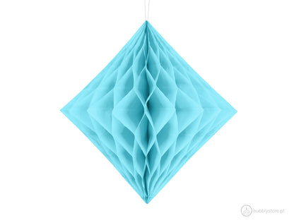 Losango de papel azul para decoração de festa aniversário, com 20cm.
Cada embalagem contém 1 unidade.