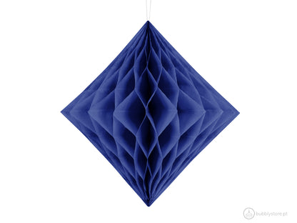 Losango de papel azul marinho para decoração de festa aniversário, com 30cm.
Cada embalagem contém 1 unidade.