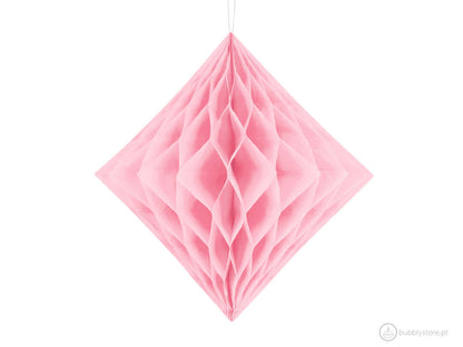 Losango de papel rosa claro para decoração de festa aniversário, com 30cm.
Cada embalagem contém 1 unidade.