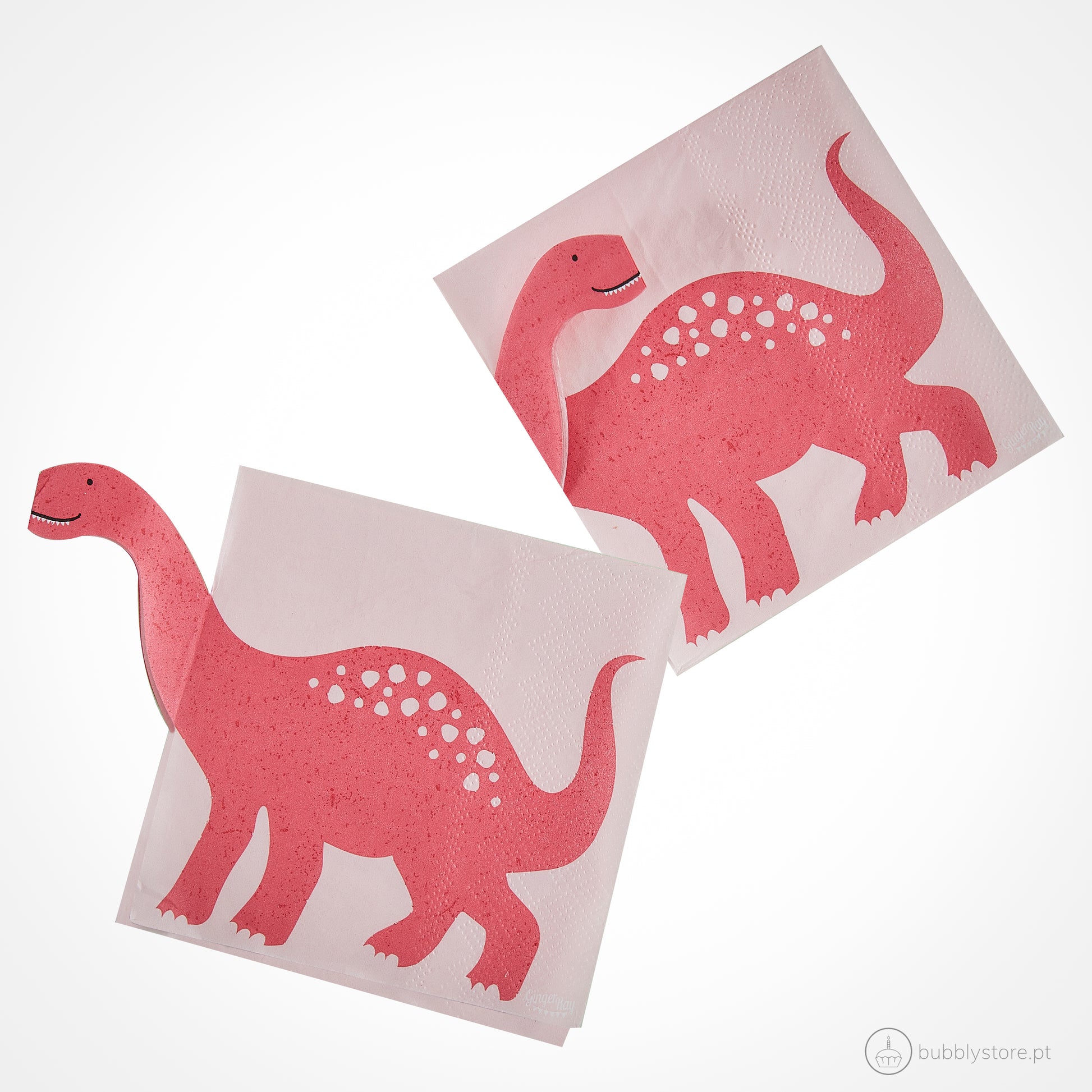 Guardanapos com dinossauro rosa 3D, com a medida de 16,5 x 16,5cm.
Cada embalagem é composta por 16 unidades.