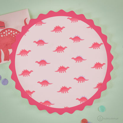 Platos de dinosaurio rosa