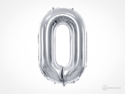 Silver Number Balloons