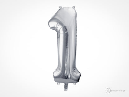Silver Number Balloons
