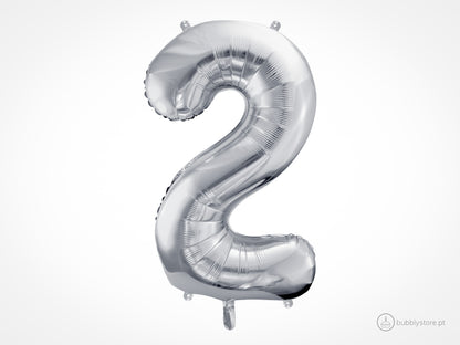 Silver Number Balloons