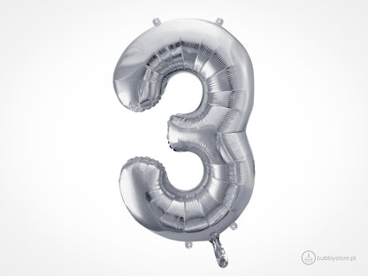 Silver Number Balloons