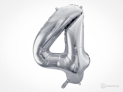 Silver Number Balloons