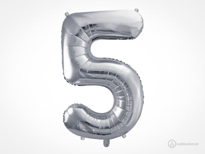 Silver Number Balloons