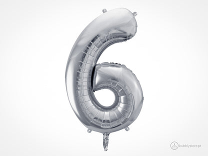 Silver Number Balloons