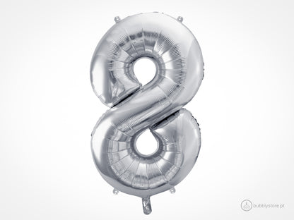 Silver Number Balloons