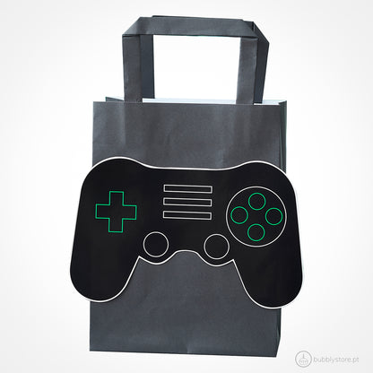 Sacos para doces ou brindes em forma de comando de consola videojogos, com a medida de 19 x 11,5cm.Cada embalagem contém 5 unidades.
