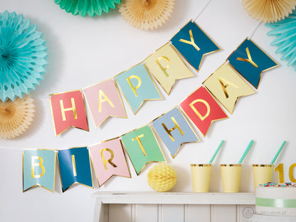 Multicolored Happy Birthday Wreath