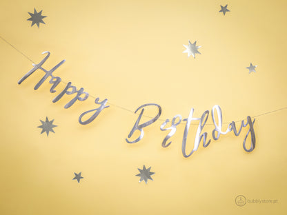 Grinalda Happy Birthday Prateada