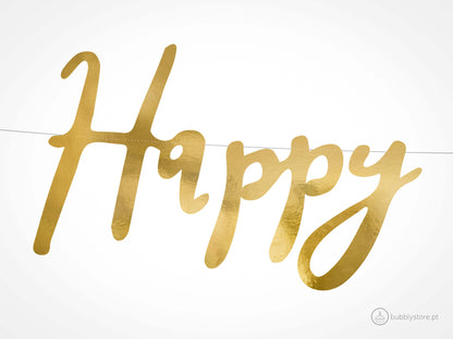 Golden Happy Birthday Wreath
