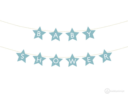 Grinalda com estrelas para chá de bebé / revelação / baby shower, com comprimento de 3m.