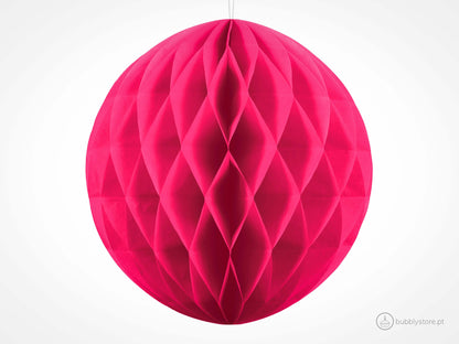 Bolas de papel rosa escuro para decoração festa aniversário, com 40cm. Cada embalagem é composta por 1 unidade.