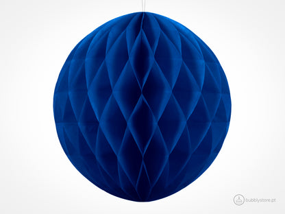 Bolas de papel azul marinho para decoração festa aniversário, com 40cm. Cada embalagem é composta por 1 unidade.