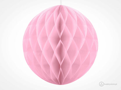 Bolas de papel rosa claro para decoração festa aniversário, com 30cm. Cada embalagem é composta por 1 unidade.