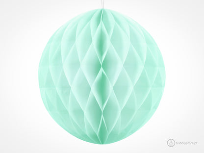 Bolas de papel menta para decoração festa aniversário, com 30cm. Cada embalagem é composta por 1 unidade.