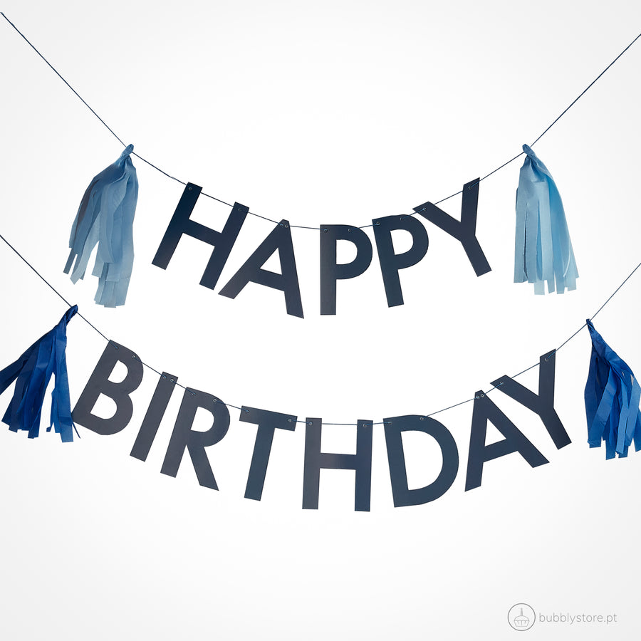 Blue Happy Birthday Wreath