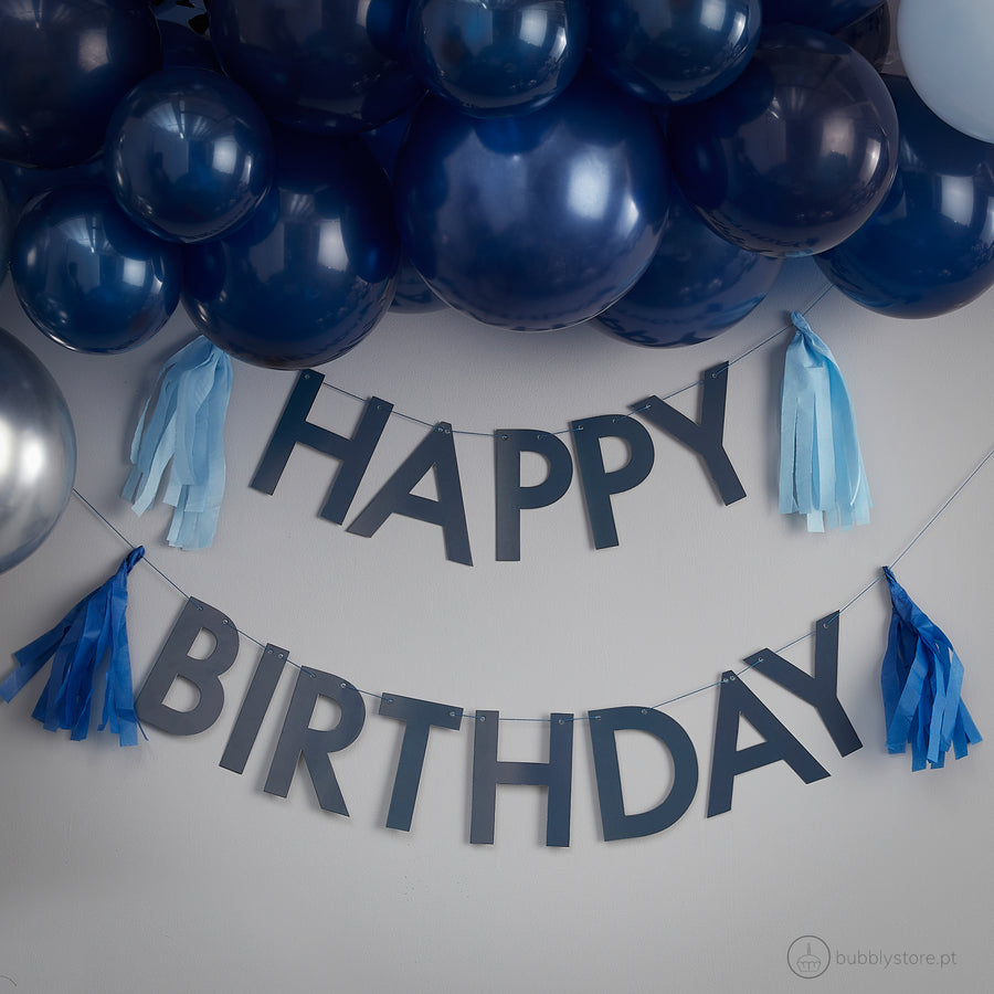 Blue Happy Birthday Wreath
