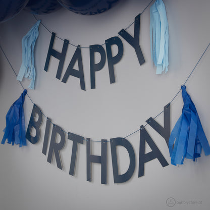 Blue Happy Birthday Wreath