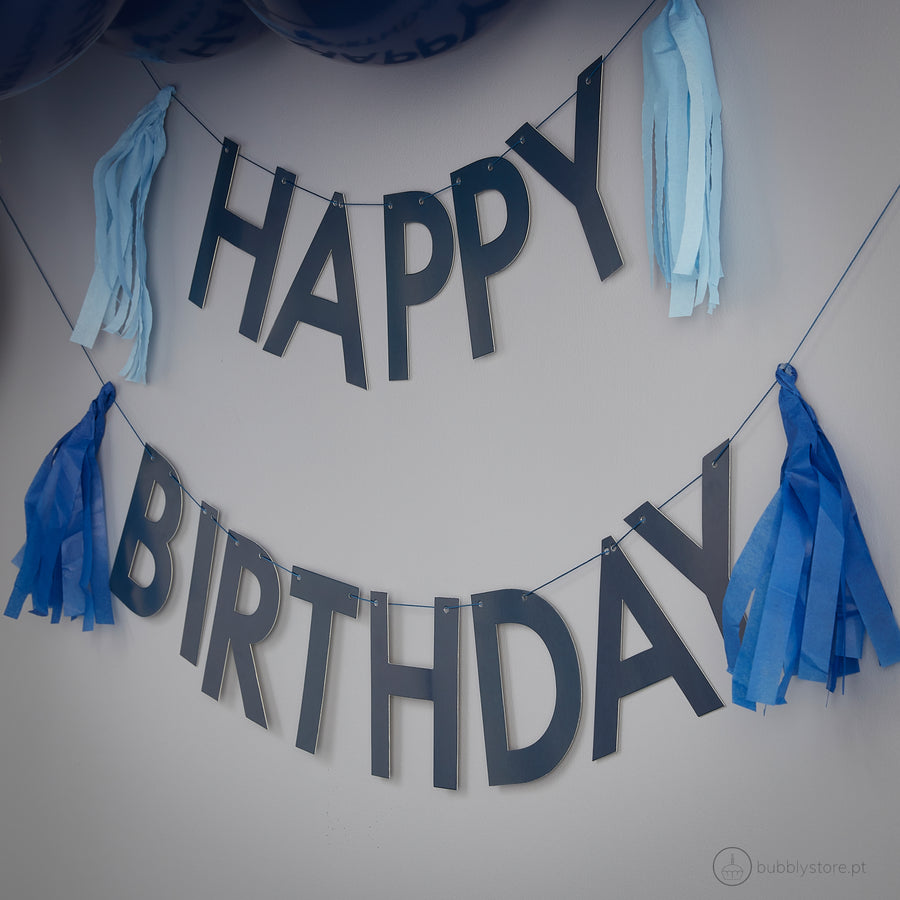 Blue Happy Birthday Wreath