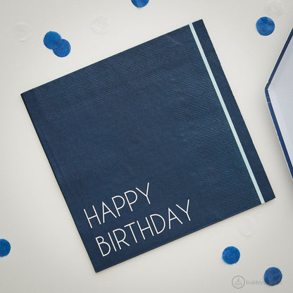 Servilletas azules de feliz cumpleaños