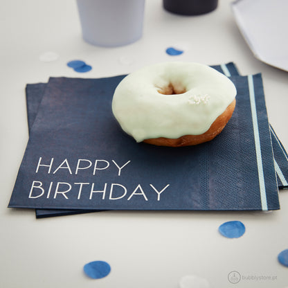 Servilletas azules de feliz cumpleaños