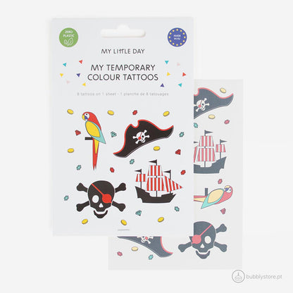 Tatuagens Piratas Papagaios e Chapéus (Pack 8)