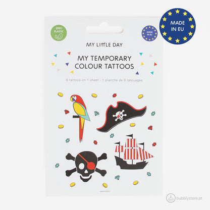 Tatuagens Piratas Papagaios e Chapéus (Pack 8)