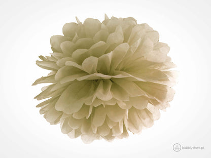 Pompom de papel cor dourado para decoração festa aniversário, com 35cm de diâmetro.