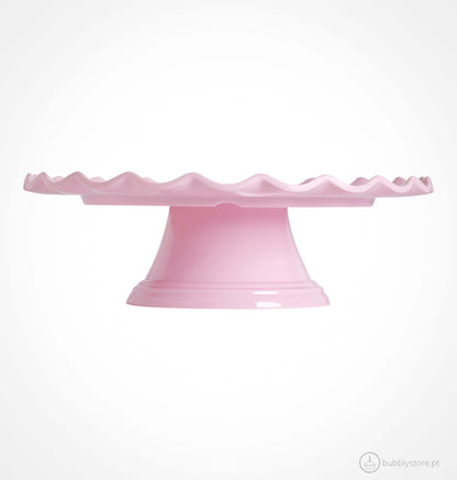 Prato Bolo Ondas Rosa