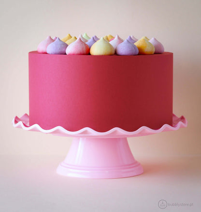 Prato Bolo Ondas Rosa