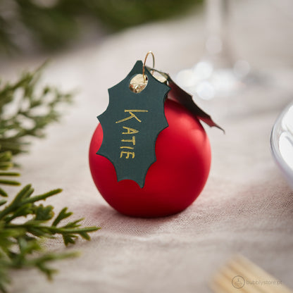 Marcadores de lugar em forma de Bola de Natal.
Cada embalagem contém 6 unidades.