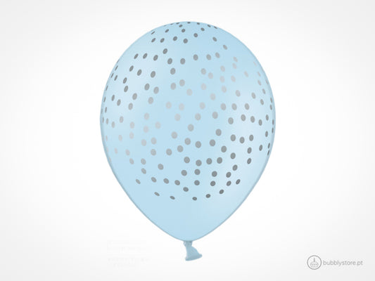 Baby Blue Spotted Balloons w/ Silver