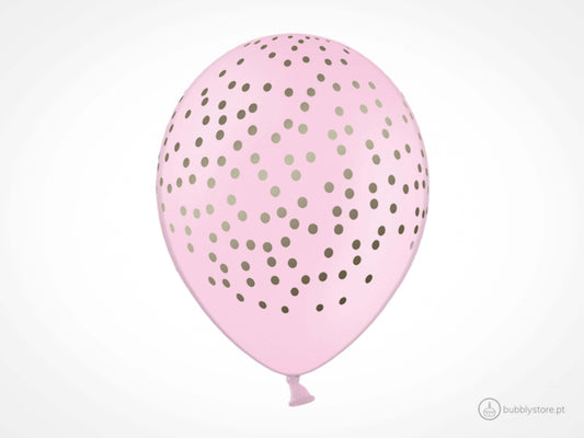 Baby Pink Spot Balloons w/ Gold